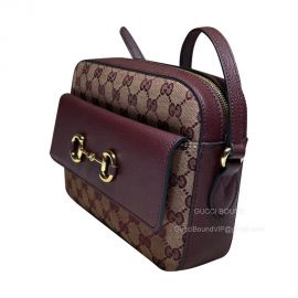 Gucci Shoulder Bag Gucci Horsebit 1955 Small Bag in Burgundy GG Canvas 645454