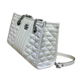 Gucci Tote Bag Gucci GG Marmont Small Tote Bag in White Matelasse Leather 681483