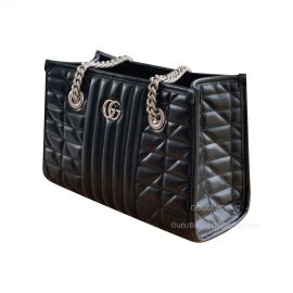 Gucci Tote Bag Gucci GG Marmont Small Tote Shoulder Bag in Black 681483