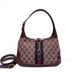 Gucci Shoulder Bag Gucci Jackie 1961 Small Shoulder Bag with Web in Beige and Burgundy GG Original Canvas 636706