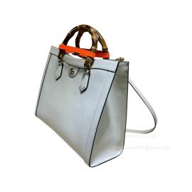 Gucci Tote Bag Gucci Diana Medium Tote Bag with Bamboo Handles in White Leather 655658