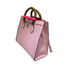 Gucci Tote Bag Gucci Diana Medium Tote Bag with Bamboo Handles in Pink Leather 655658