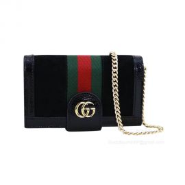 Gucci GG Ophidia Chain iPhone78 Case in Black Suede Calfskin 523163