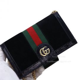 Gucci GG Ophidia Chain iPhone6plus 7plus 8plus Case in Black Suede Calfskin 523164