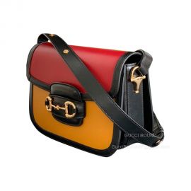 Gucci Shoulder Gucci Horsebit 1955 Shoulder Bag in Red and Yellow Leather 602204