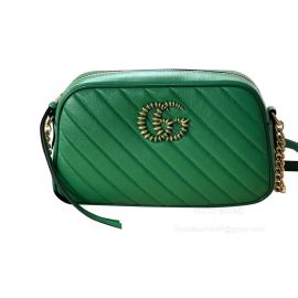 Gucci Shoulder Gucci GG Marmont Small Shoulder Crossbody Bag in Green Diagonal Matelasse Leather 447632