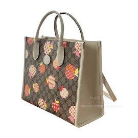 Gucci Tote Gucci Les Pommes Ophidia Small Tote Bag in Beige and Ebony GG Supreme Canvas with Apple Print 659983