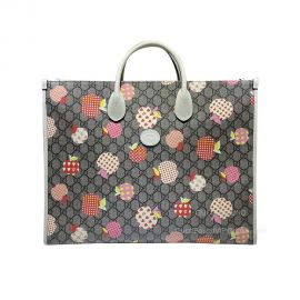 Gucci Tote Gucci Les Pommes Ophidia Large Tote Bag in Beige and Ebony GG Supreme Canvas with Apple Print 659980