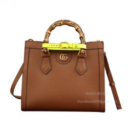 Gucci Tote Gucci Diana Small Tote Bag with Bamboo Handle and Double G in Brown Calfskin Leather 660195