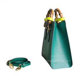 Gucci Tote Gucci Diana Small Tote Bag with Bamboo Handle and Double G in Green Calfskin Leather 660195