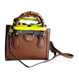 Gucci Tote Gucci Diana Mini Tote Bag with Bamboo Handle and Double G in Brown Calfskin Leather 655661