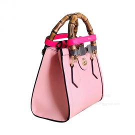 Gucci Tote Gucci Diana Mini Tote Bag with Bamboo Handle and Double G in Pink Calfskin Leather 655661