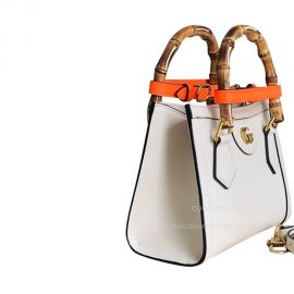 Gucci Tote Gucci Diana Mini Tote Bag with Bamboo Handle and Double G in White Calfskin Leather 655661