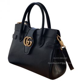 Gucci Top Handle Gucci Small Top Handle Shoulder Bag with Double G in Black Leather 658450