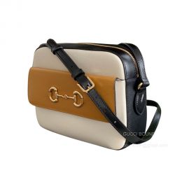 Gucci Shoulder Gucci Horsebit 1955 Small Shoulder Bag with GG Supreme Canvas and Yellow Leather 645454