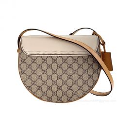 Gucci Padlock Small Shoulder Bag in Ebony GG Supreme Canvas and White Leather 644524