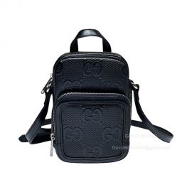 Gucci Black GG Embossed Leather Mini Crossbody Travel Bag 658553