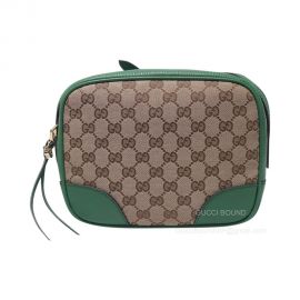 Gucci Bree Original GG Canvas Mini Messenger Bag in Green Leather 387360