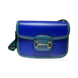 Gucci Horsebit 1955 Small Shoulder Bag in Bright Blue Leather 602204