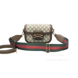 Gucci Horsebit 1955 Mini Crossbody Bag in Brown Calf Leather and GG Canvas 658574