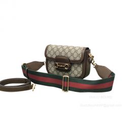 Gucci Horsebit 1955 Mini Crossbody Bag in Brown Calf Leather and GG Canvas 658574