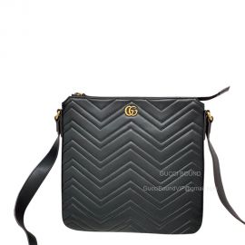 Gucci GG Marmont Shoulder Messenger Bag in Black Quilted Calf Leather 523369