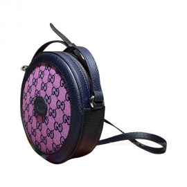 Gucci GG Multicolor Round Circle Shoulder Crossbody Bag in Purple 658825