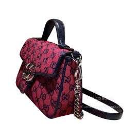 Gucci GG Marmont Multicolor Mini Top Handle Shoulder Bag in Red 583571