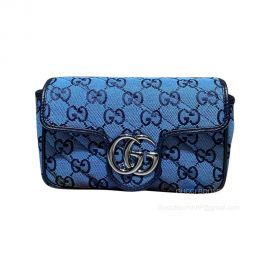 Gucci GG Marmont Multicolor Super Mini Bag in Blue 476433