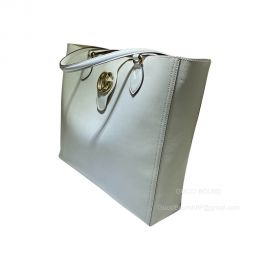 Gucci Medium Tote Bag with Double G in White Calf Leather 649577
