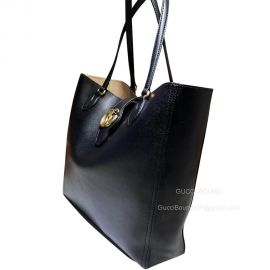 Gucci Medium Tote Bag with Double G in Black Calf Leather 649577