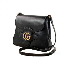 Gucci Small Messenger Bag with Double G in Black Calf Leather 648934