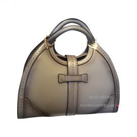 Gucci Medium Stirrup Top Handle Bag in Grey Calf Leather 277514