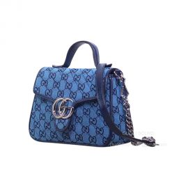 Gucci Blue GG Marmont Multicolor Mini Top Handle Bag 583571