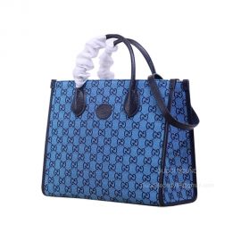Gucci Blue GG Multicolor Small Tote Shoulder Bag 659983