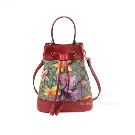 Gucci Ophidia GG Flora Pattern Small Bucket Bag in Red 550621