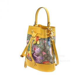 Gucci Ophidia GG Flora Pattern Small Bucket Bag in Yellow 550621