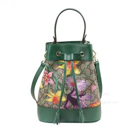 Gucci Ophidia GG Flora Pattern Small Bucket Bag in Green 550621