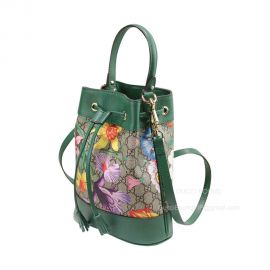 Gucci Ophidia GG Flora Pattern Small Bucket Bag in Green 550621