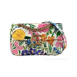 Gucci GG Marmont Flora Print Leather Mini Shoulder Bag 446744