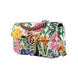 Gucci GG Marmont Flora Print Leather Mini Shoulder Bag 446744