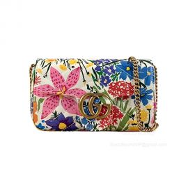 Gucci GG Marmont Flora Print Leather Super Mini Shoulder Bag 476433