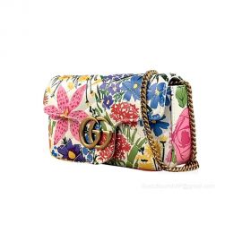 Gucci GG Marmont Flora Print Leather Super Mini Shoulder Bag 476433