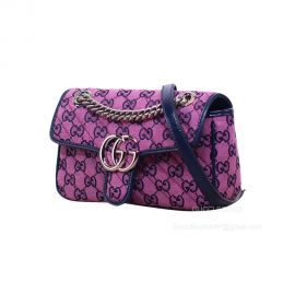 Gucci GG Marmont Multicolor Purple Mini Shoulder Bag 446744