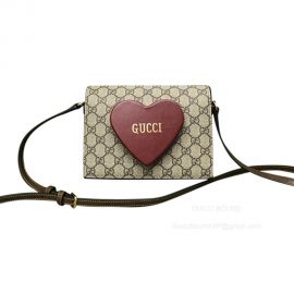 Gucci Beige Valentines Day Mini Shoulder Bag with Red Heart 637048