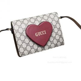 Gucci Beige Valentines Day Mini Shoulder Bag with Red Heart 637048