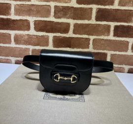 Gucci Black Leather Horsebit 1955 Rounded Belt Bag 760198