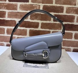 Gucci Gray Leather Horsebit 1955 Small Shoulder Bag 764155