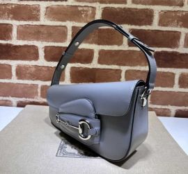 Gucci Gray Leather Horsebit 1955 Small Shoulder Bag 764155