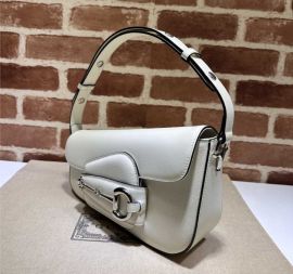 Gucci White Leather Horsebit 1955 Small Shoulder Bag 764155